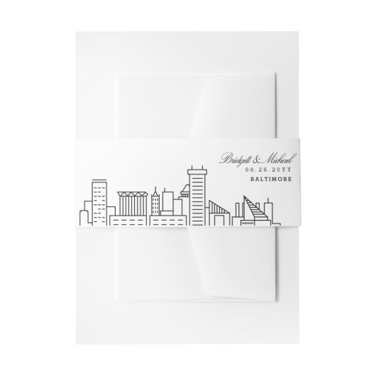 Bandeau De Faire-part Mariage Skyline Baltimore | (Devant example)