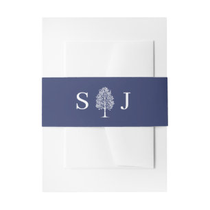 Bandeau De Faire-part Mariage sous l'arbre d'aspic bleu marine