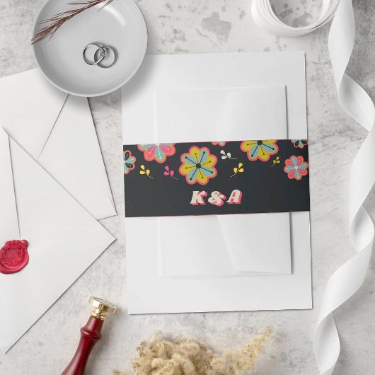 Bandeau De Faire-part Mariage Super rétro de la puissance 70