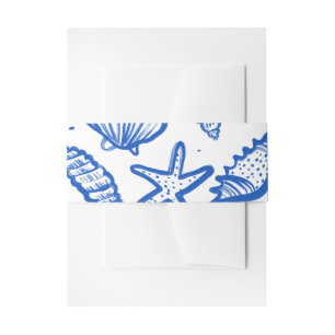 Bandeau De Faire-part Mariage sur la plage coquillages bleu blanc SUR ME