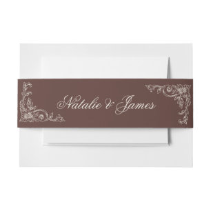 Bandeau De Faire-part Mariage Tendance Chocolat Brun Vintage Argent Anci