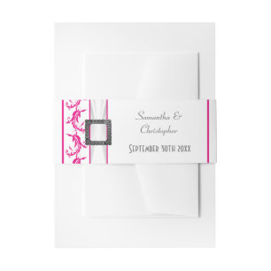 Bandeau De Faire-part Mariage traditionnel blanc rose fuchsia lumineux