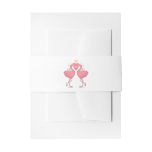 Bandeau De Faire-part Mariage Tropical à la Playa avec des Flamants Rose