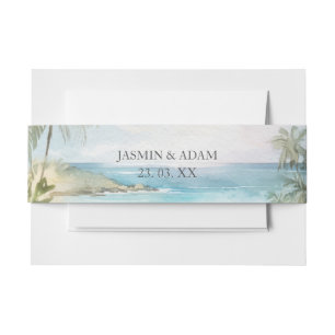 Bandeau De Faire-part Mariage tropical à l'aquarelle avec palmiers sur l