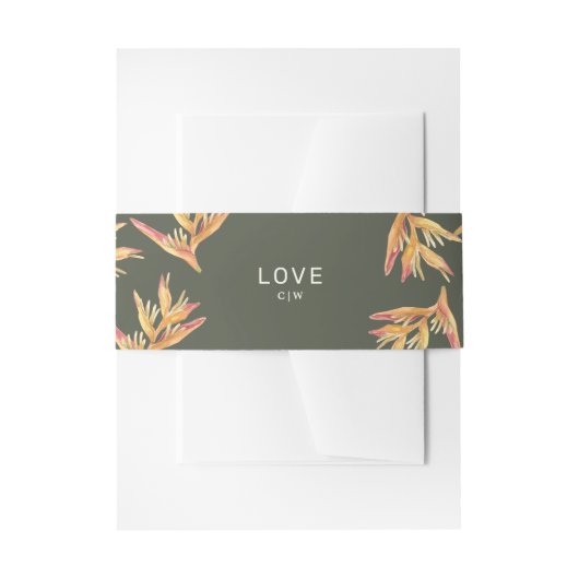 Bandeau De Faire-part Mariage Tropical Beach Vert foncé (Devant example)