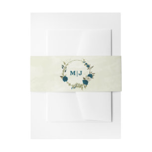 Bandeau De Faire-part mariage turquoise bleu beige à fleurs