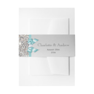 Bandeau De Faire-part Mariage Turquoise personnalisé Bow & Diamonds