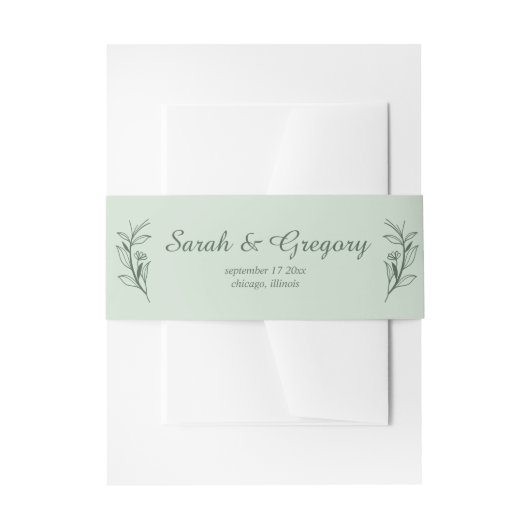 Bandeau De Faire-part Mariage vert Boho Sage simple (Devant example)
