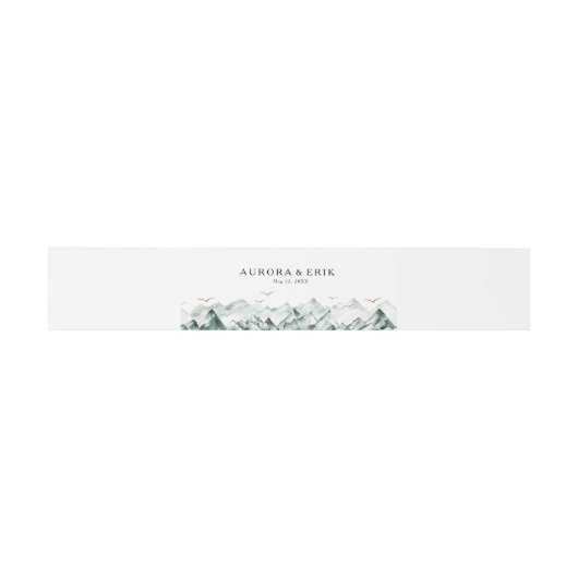 Bandeau De Faire-part Mariage vert et Gold Mountain (Plat)