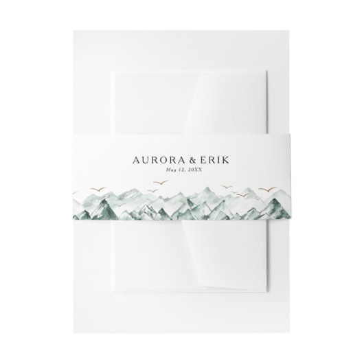 Bandeau De Faire-part Mariage vert et Gold Mountain (Devant example)