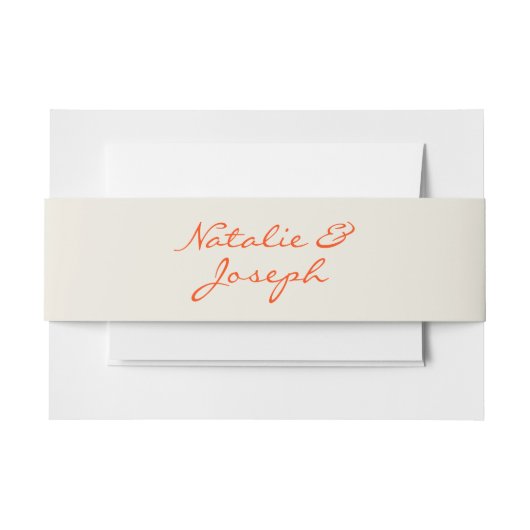 Bandeau De Faire-part Mariage Whimsical Retro Orange Écrit À La Main (Devant Example)