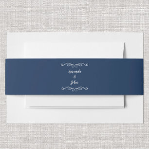 Bandeau De Faire-part Mariages élégants Calligraphie classique Marine bl