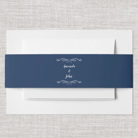 Bandeau De Faire-part Mariages élégants Calligraphie classique Marine bl