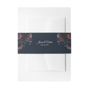 Bandeau De Faire-part Marine Bleue Flore Élégant Mariage Maroon Mauve