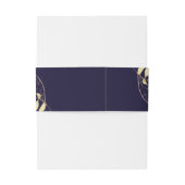 Bandeau De Faire-part Marine Blue & Gold Modern Foliing Mariage (Dos Example)