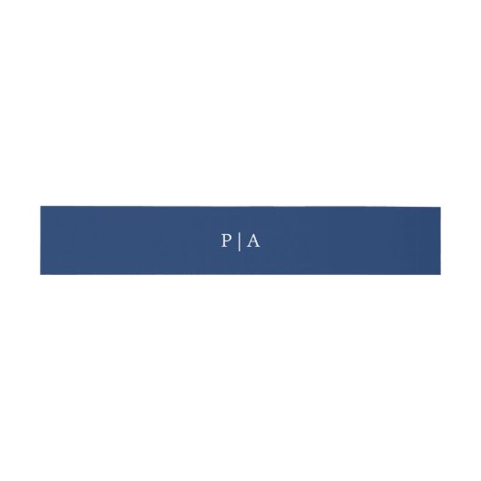 Bandeau De Faire-part Marine Blue Monogramme Simple Mariage (Plat)