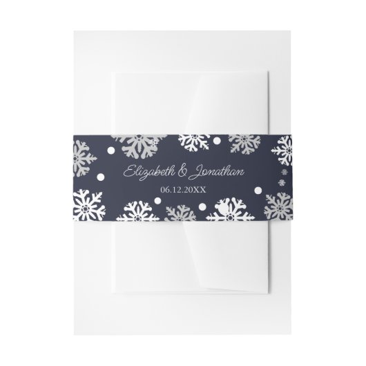 Bandeau De Faire-part Marine Blue Snowflakes Mariage d'hiver (Devant example)