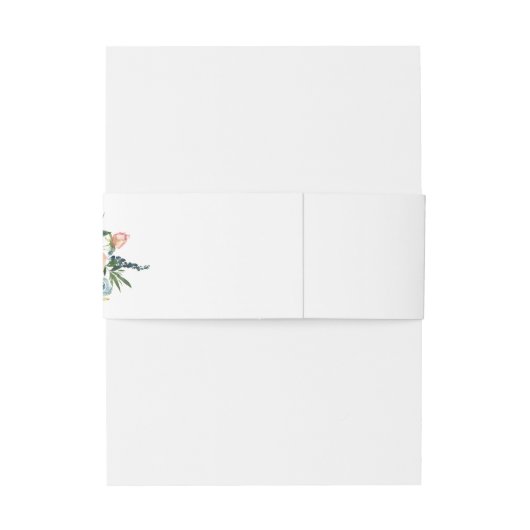 Bandeau De Faire-part Marine & Dusty Blue Rose Blush Floral 3 (Dos Example)