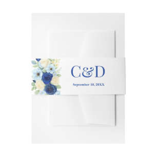 Bandeau De Faire-part Marine Royal Bue Mariage Aquarelle couleur ivoire 