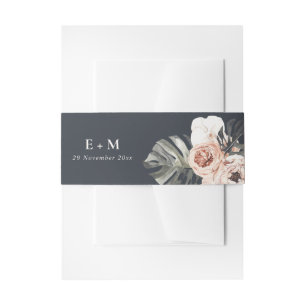 BANDEAU DE FAIRE-PART MARINE RUST MONSTERA PEONY MARIAGE DE COULEUR D'EA
