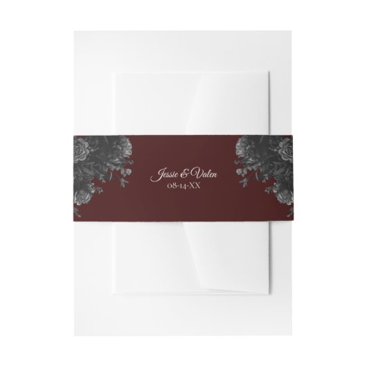 Bandeau De Faire-part Maroon Black Grey Rose Mariage gothique (Devant example)