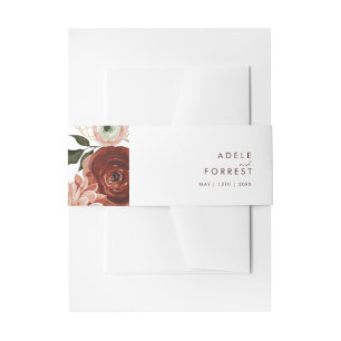 Bandeau De Faire-part Marsala Autumn Floral Blanc