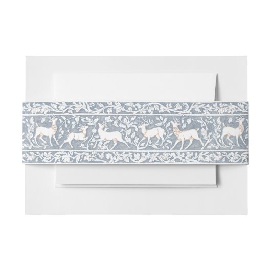 Bandeau De Faire-part Medieval Fantasy Deer Blue Gold Etching Wedding (Devant Example)