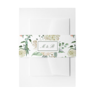 Bandeau De Faire-part Megan Elegant Green Roses Monogram Mariage