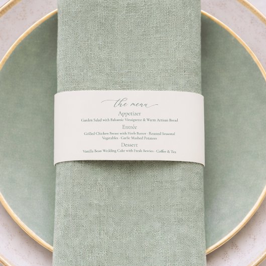 Bandeau De Faire-part Menu de mariage vert sauge