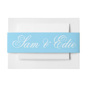 Bandeau De Faire-part Mini-Mariage bleu Toile Monogramme Nom Script (Devant Example)