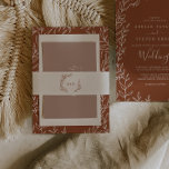 Bandeau De Faire-part Minimal Leaf | Boho Cream Monogram Wedding<br><div class="desc">This minimal leaf boho cream monogram wedding invitation belly band is perfect for a boho wedding. Personalize these paper belly bands with the first initials of the bride and groom. The design features a simple greenery leaf silhouette in earthy burnt orange on a cream background with minimalist desert bohemian style....</div>