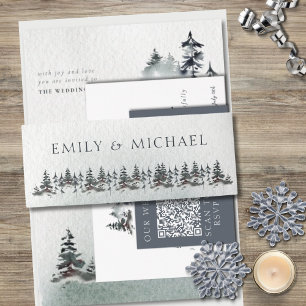 Bandeau De Faire-part Minimaliste À feuillage persistant Montagne Vert a