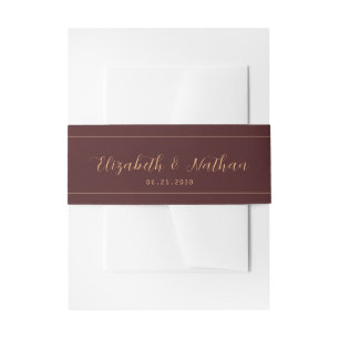 Bandeau De Faire-part Minimaliste classique Bourgogne foncée et Mariage