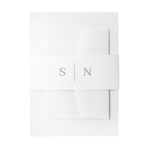 Bandeau De Faire-part Minimaliste et Chic Monogramme blanc et bleu pou
