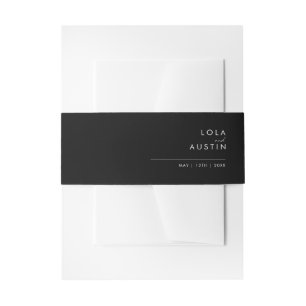 Bandeau De Faire-part Minimaliste moderne   Black Invitation Belly Band