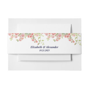 Bandeau De Faire-part Minimaliste Simple Joli rose vigne mariage floral