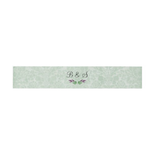 Bandeau De Faire-part Mint Green Damask Invitation Belly Band
