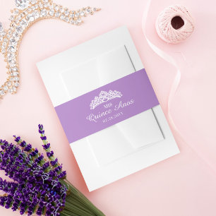 Bandeau De Faire-part Mis Quince Anos Elégant Tiara Lavender Purple