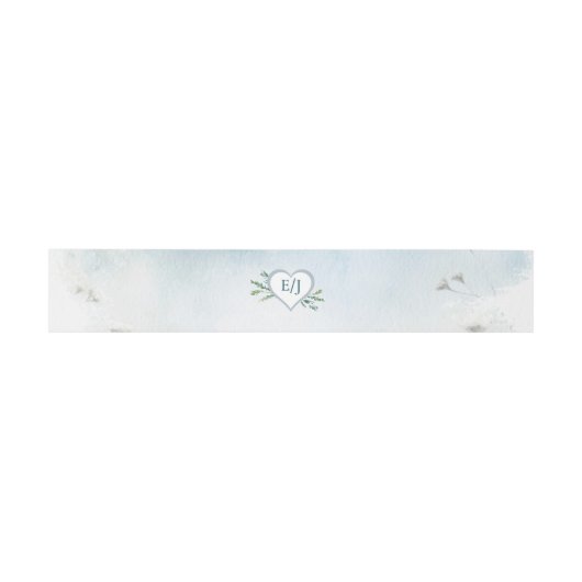 Bandeau De Faire-part Misty Meadow and Heart Monogram (Plat)