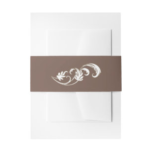 Bandeau De Faire-part Mocha Brown Mousse avec Vintage Rococo Flourdissan