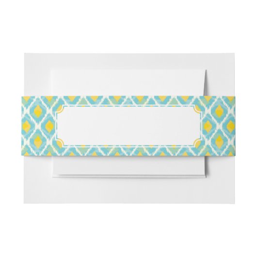 Bandeau De Faire-part Mode jaune bleue d'ikat tribal moderne (Devant Example)