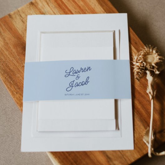Bandeau De Faire-part Modern Minimal Minimalist Blue Wedding