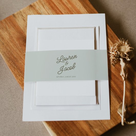 Bandeau De Faire-part Modern Minimal Minimalist Sage Green Wedding