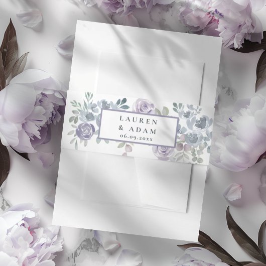 Bandeau De Faire-part Modern Purple & Blue Floral Wedding 