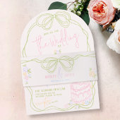 Bandeau De Faire-part Modern quirky hand drawn bow PASTEL retro wedding