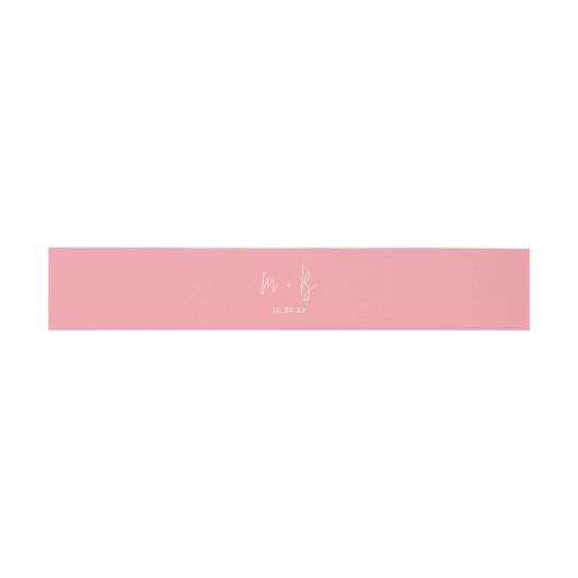 Bandeau De Faire-part Moderne Chic Pastel Pink Script Monogram Mariage (Plat)