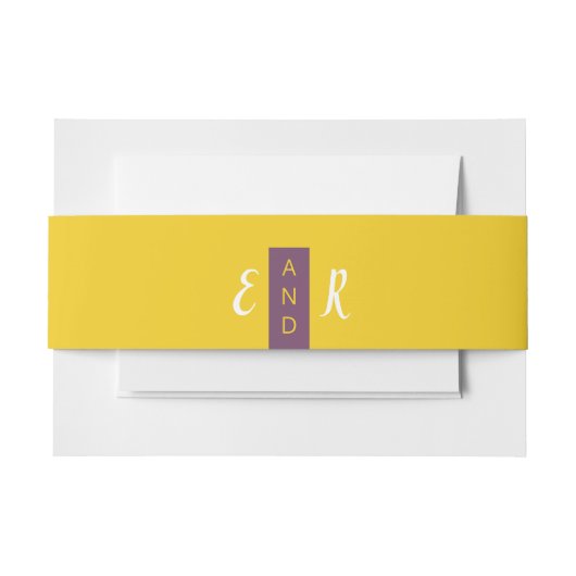 Bandeau De Faire-part Moderne Contemporain violet jaune mariage monogram (Devant Example)