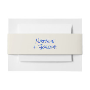 Bandeau De Faire-part Moderne Mariage au pastel écrit à la main en bleu
