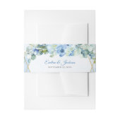 Bandeau De Faire-part Moderne pastel bleu fleurs cadre or eucalyptus (Devant example)
