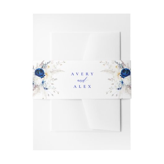 Bandeau De Faire-part Moderne Royal Blue Floral Mariage (Devant example)